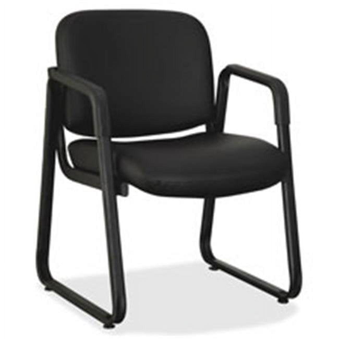 Black Leather Guest Chair with Metal Frame