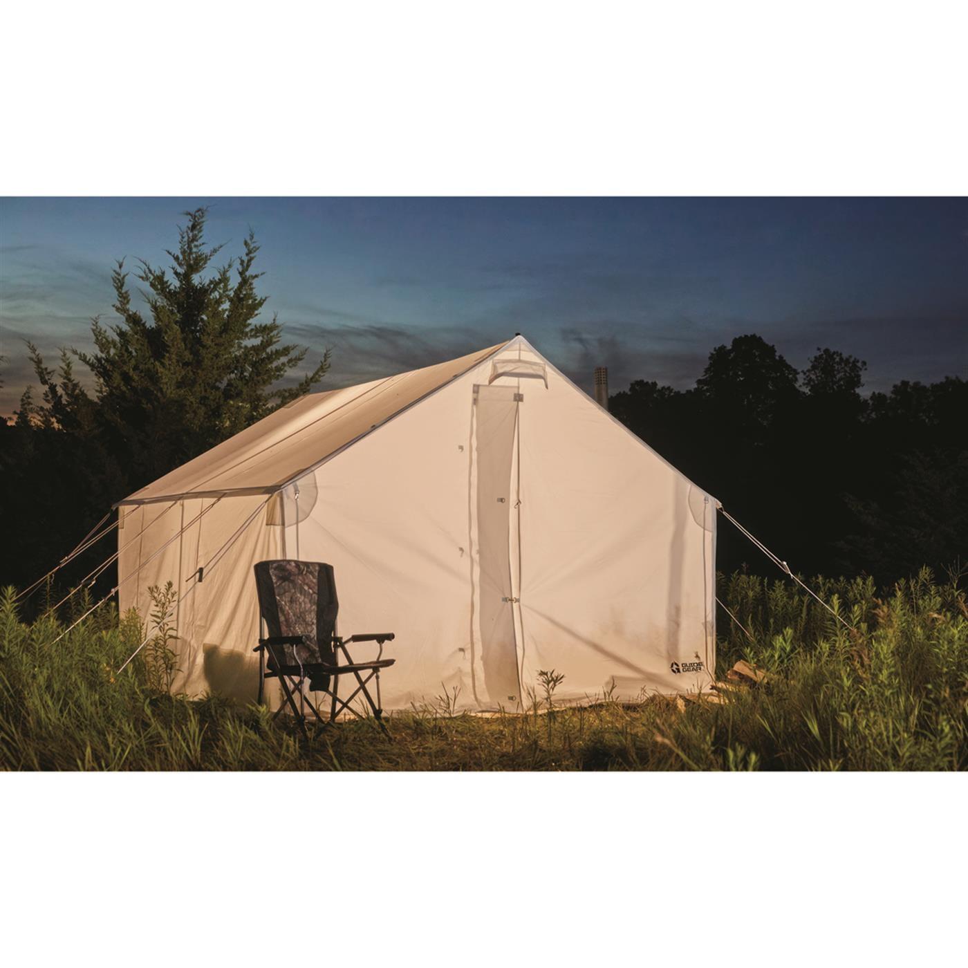 10x12' White Canvas Wall Tent for 4 Seasons