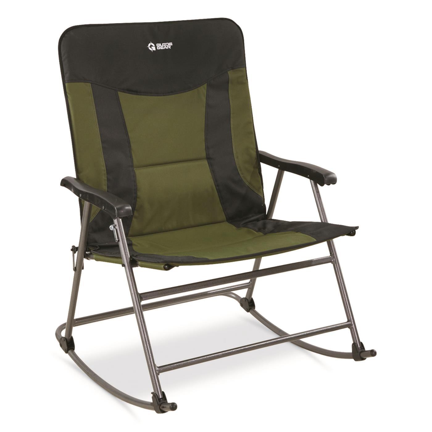 Guide Gear Oversized XXL Rocking Camp Chair, 600-lb. Capacity, Green/Black Hunter Green/Black