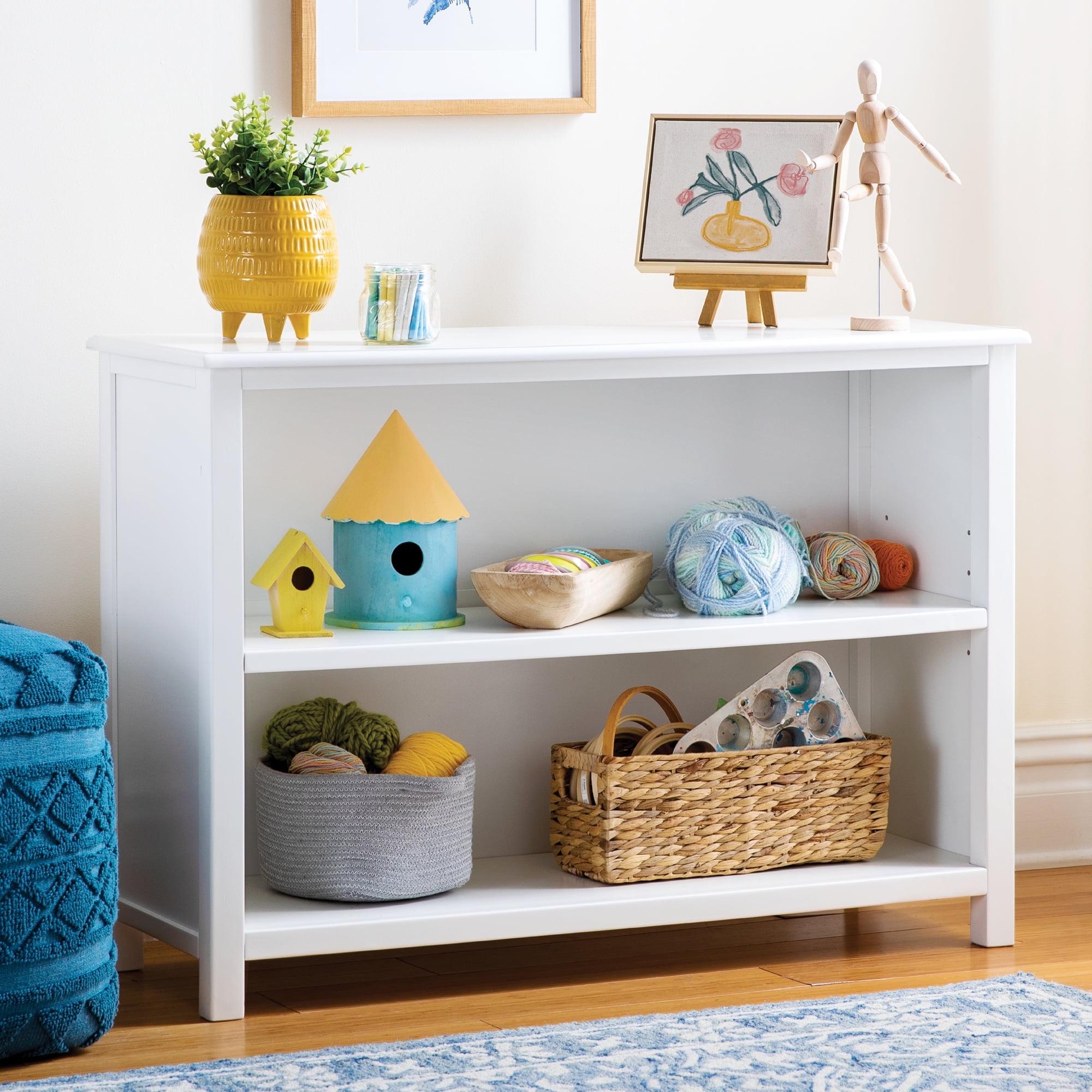 White Adjustable Kids' 2-Shelf Wooden Bookcase