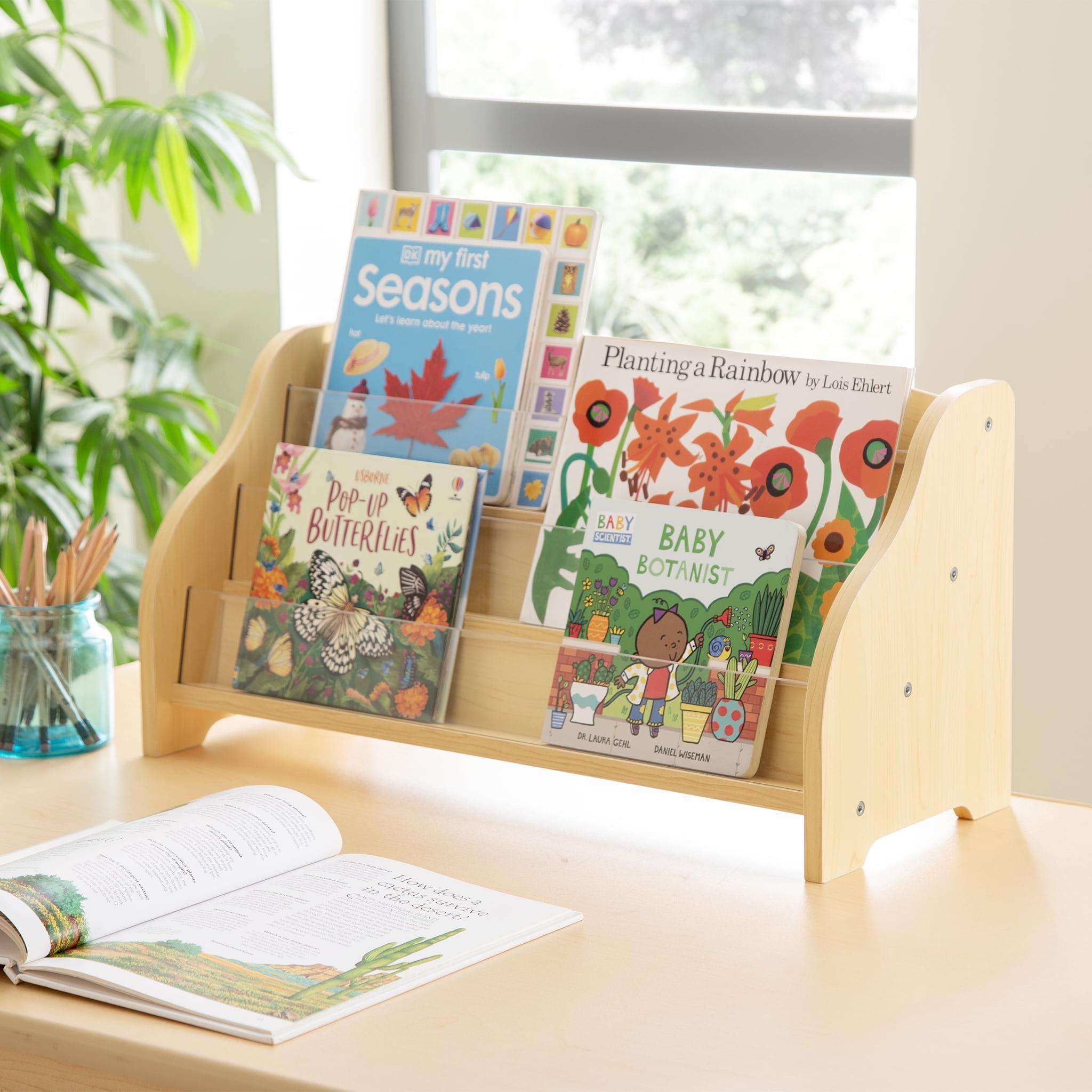 Natural Maple Tabletop Book Display with Acrylic Dividers