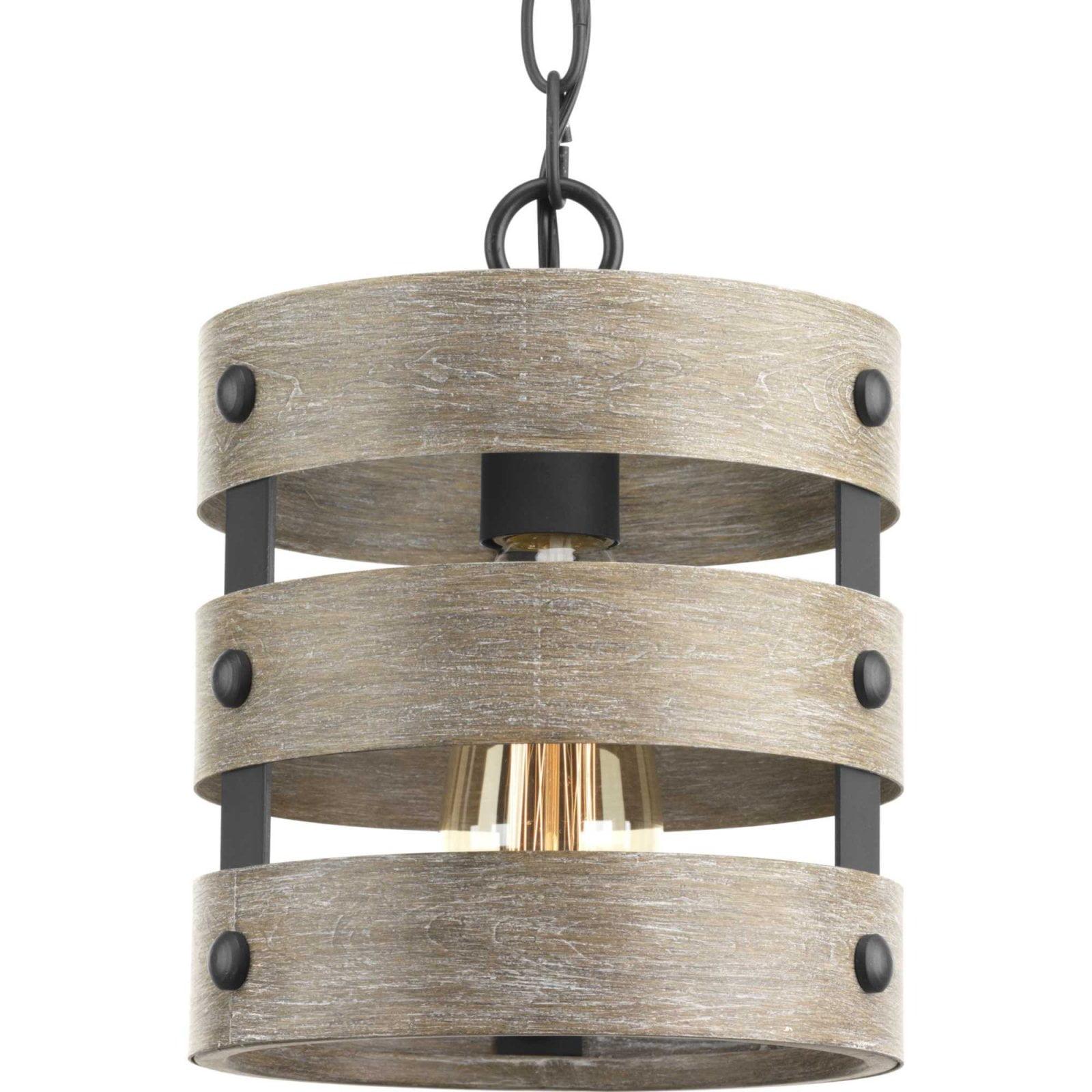 Progress Lighting Gulliver 1-Light Wall Sconce, Graphite, Open Design, Galvanized with Antique White Accents