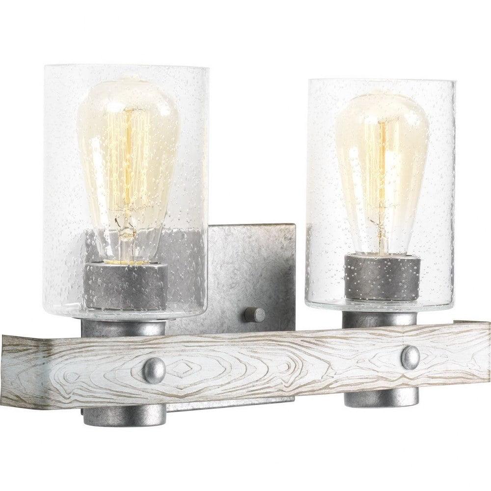 Progress Lighting Gulliver 2-Light Bath Vanity, Galvanized, Shade Included