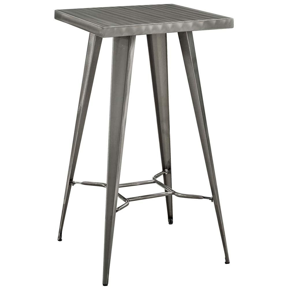 Gunmetal Gray Steel Square Bar Table