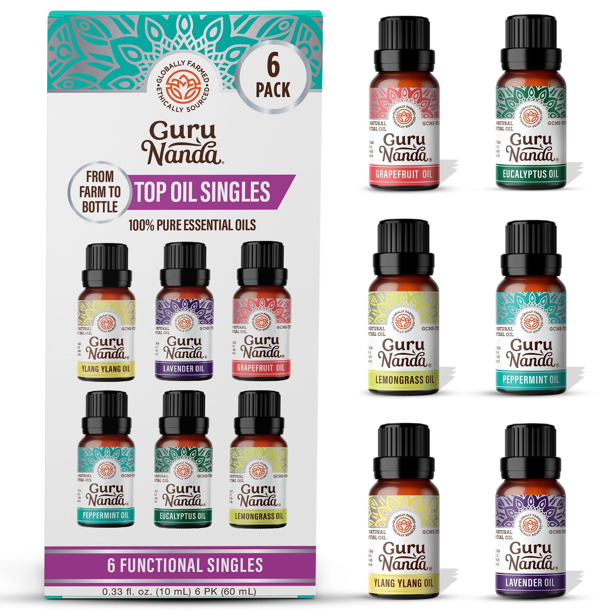 GuruNanda 6-Pack Pure Essential Oils Variety Set