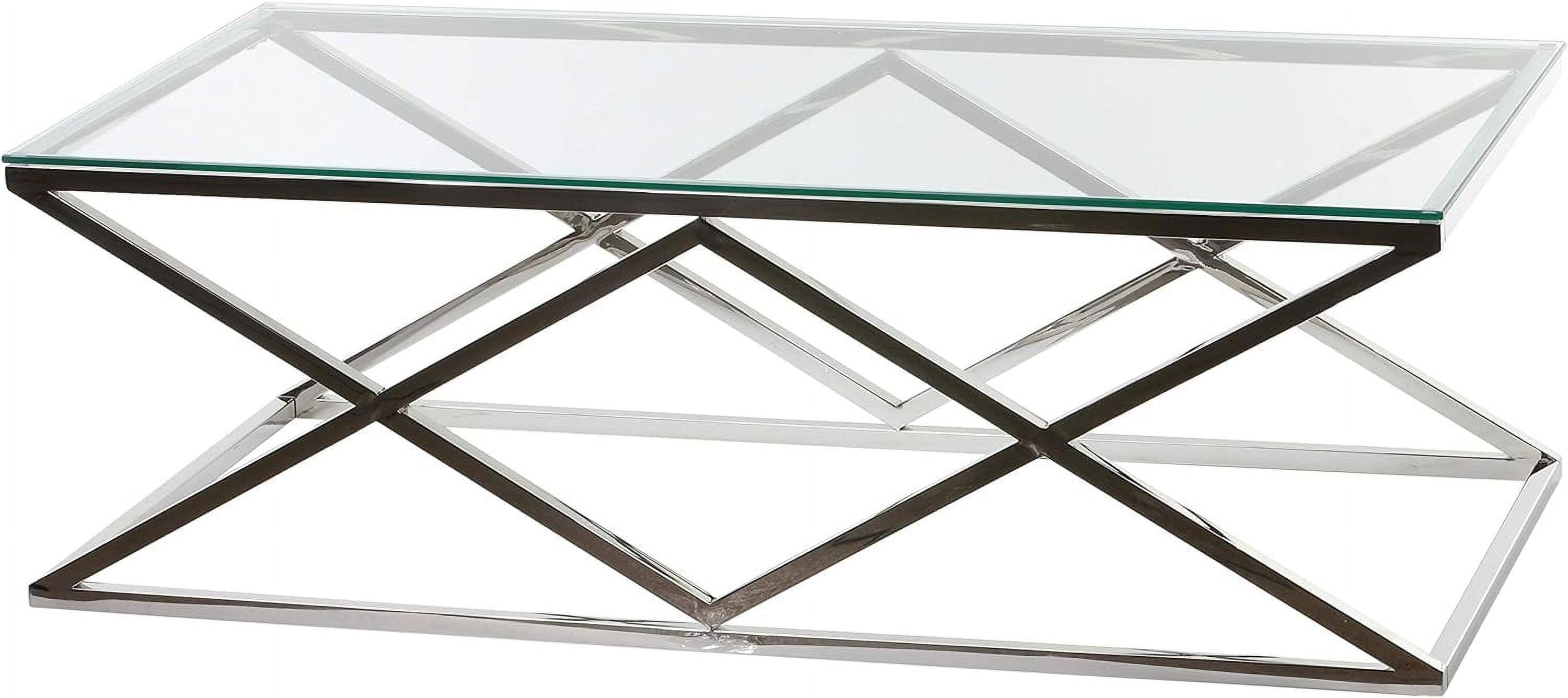 Gwen 47.25" Polished Glass and Steel Coffee Table