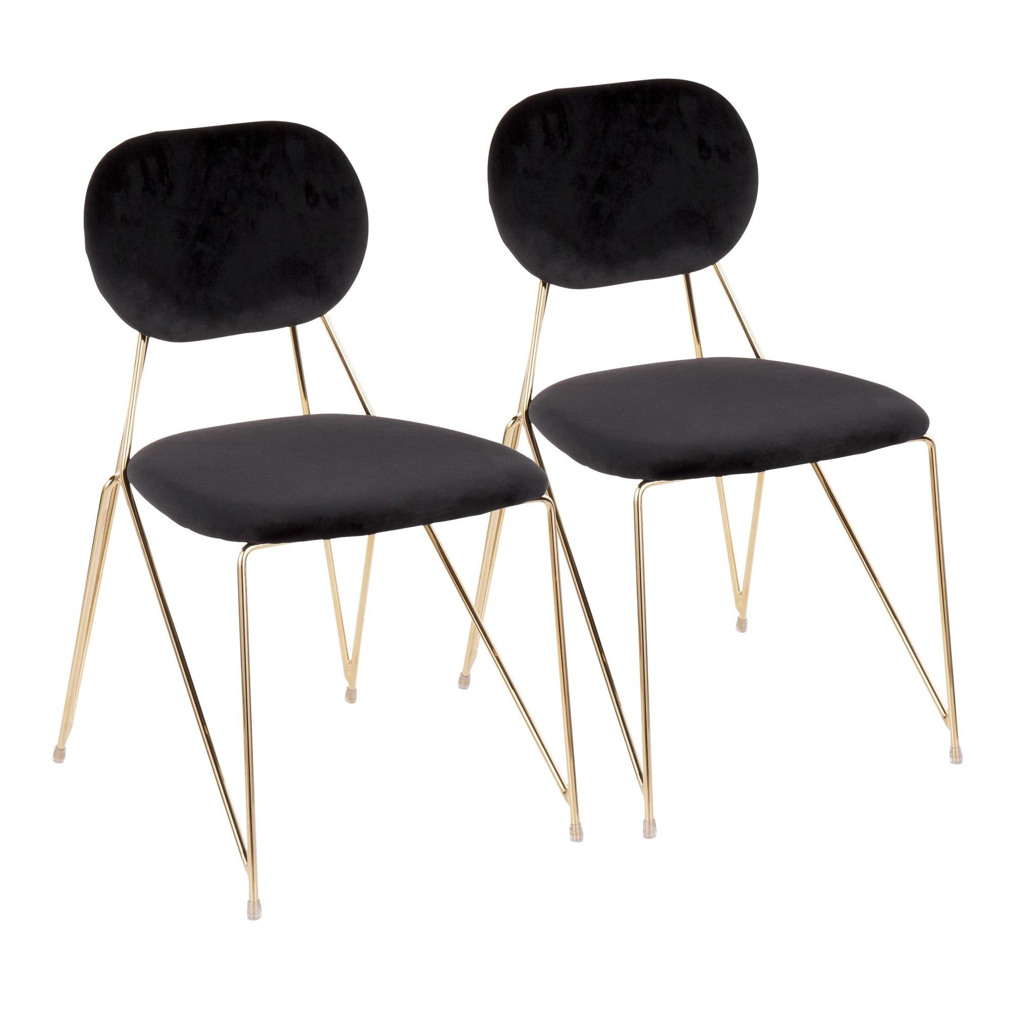 Gwen Black Velvet Upholstered Side Chair with Gold Frame