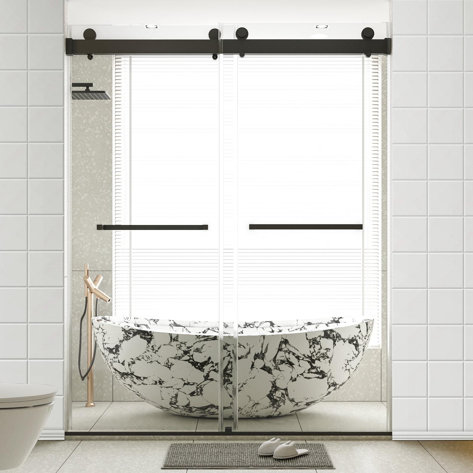 56-60 Inches W *76 Inches HFrameless Double Sliding Soft-Close Shower Door,3/8 Inches (10Mm) Thick SGCC Tempered GlassDoor