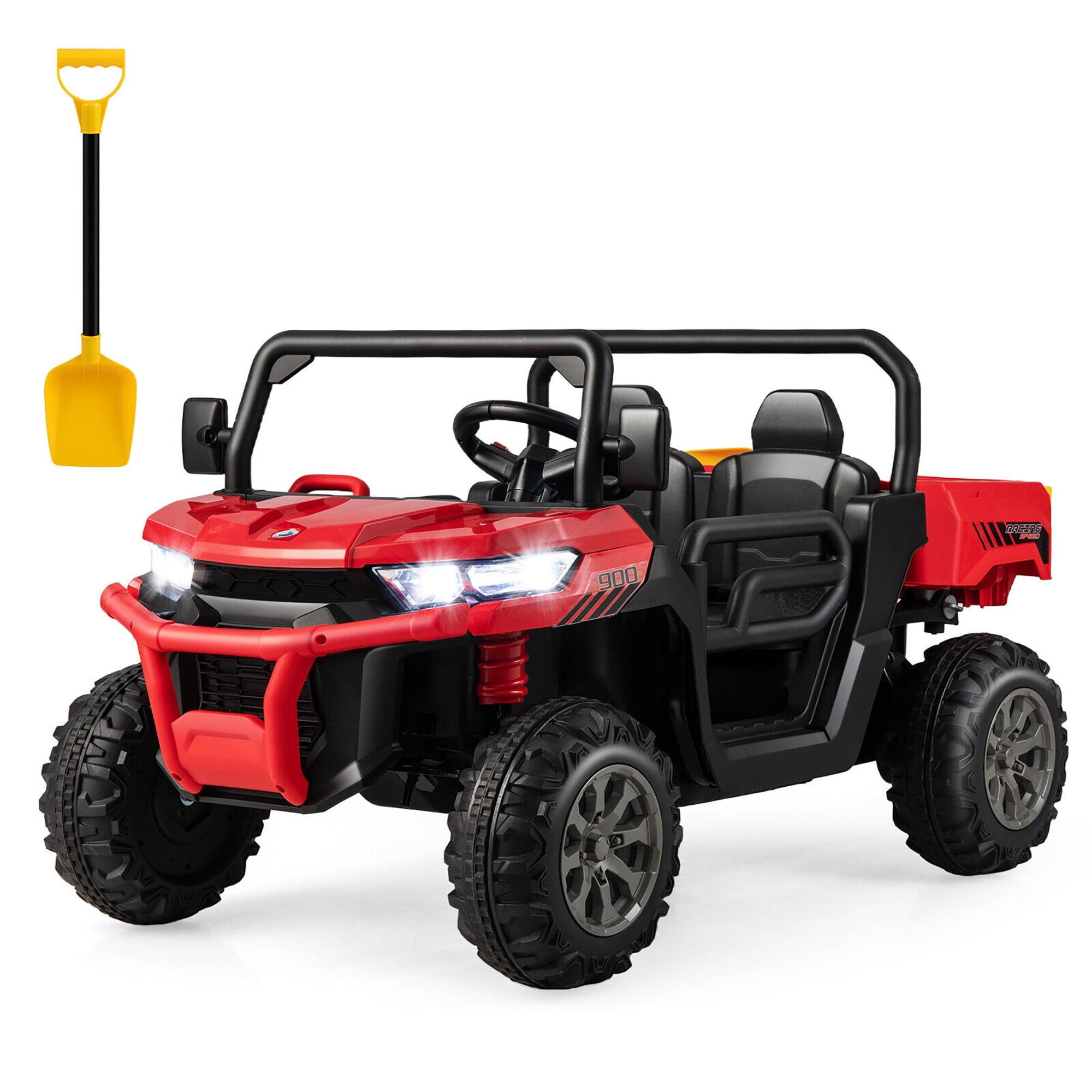 Red 12V 2-Seater Ride-On UTV Dump Truck with Remote and Shovel