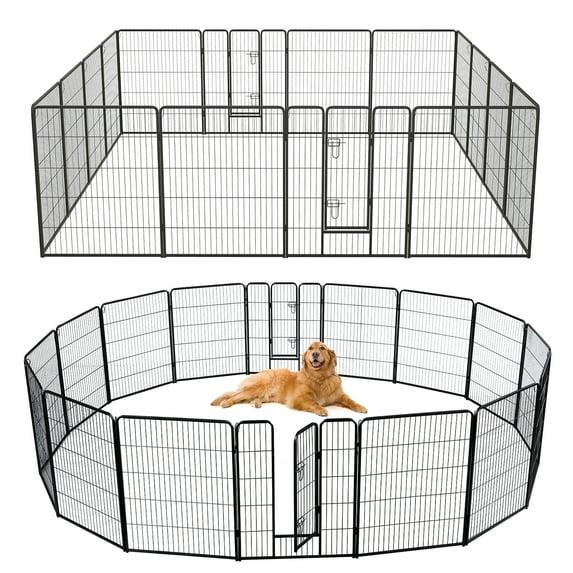 Monasem Dog Playpen Outdoor, 16 Panels 40" Height Dog Fence(Black)