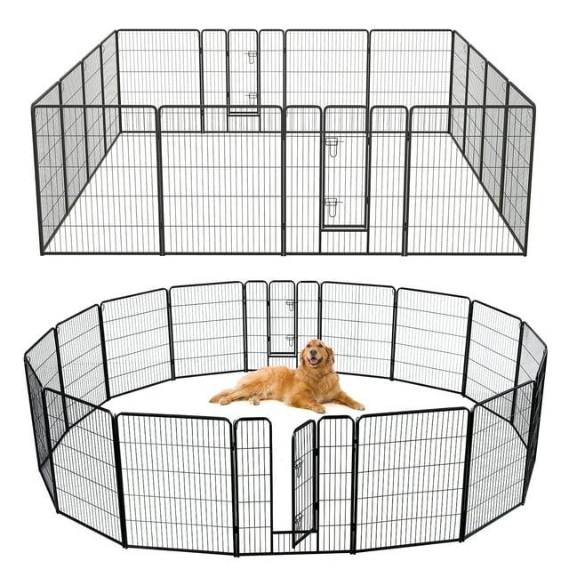Monasem Dog Playpen Outdoor, 16 Panels 40" Height Dog Fence(Black)