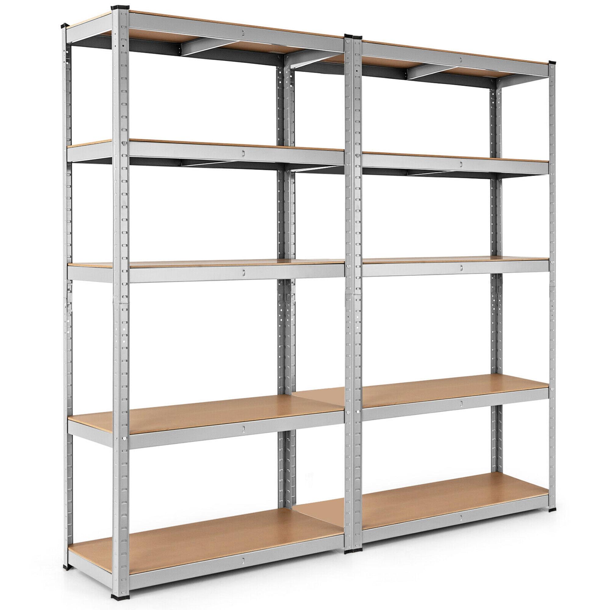 Costway 1/2/3/4PC Adjustable 36''x72'' Heavy Duty 5 Level Garage Tool Shelf 2000lbs Silver