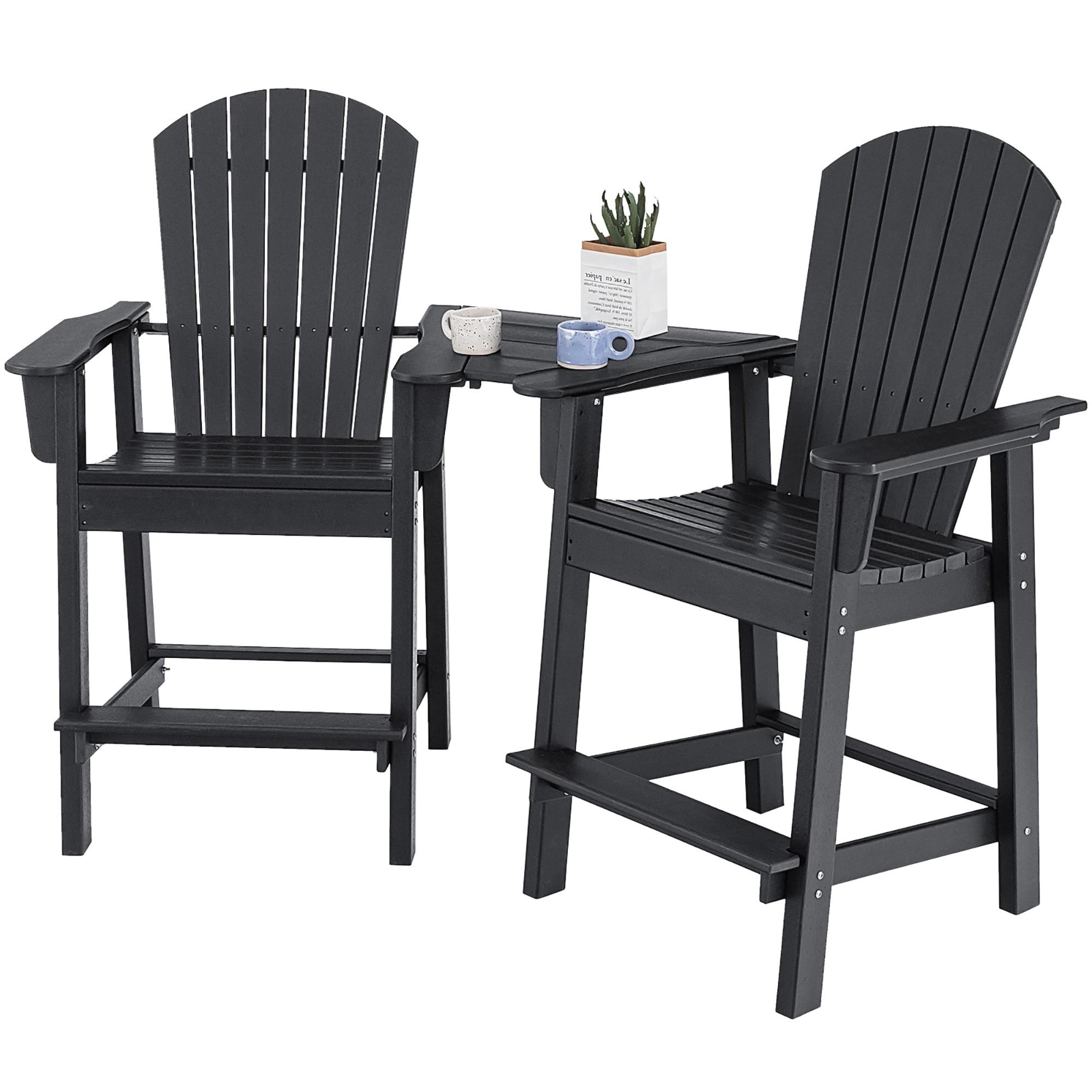 Rosecliff Heights HDPE Tall Adirondack Chair Set with Removable Double Trays (Set of 2)