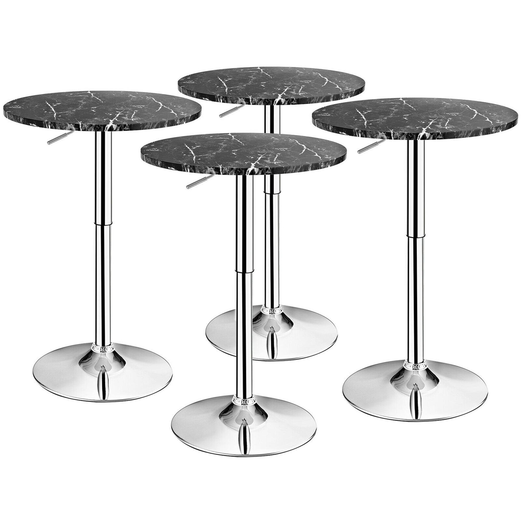 Costway 4PCS Round Bistro Bar Table Height Adjustable 360-degree Swivel White\Black