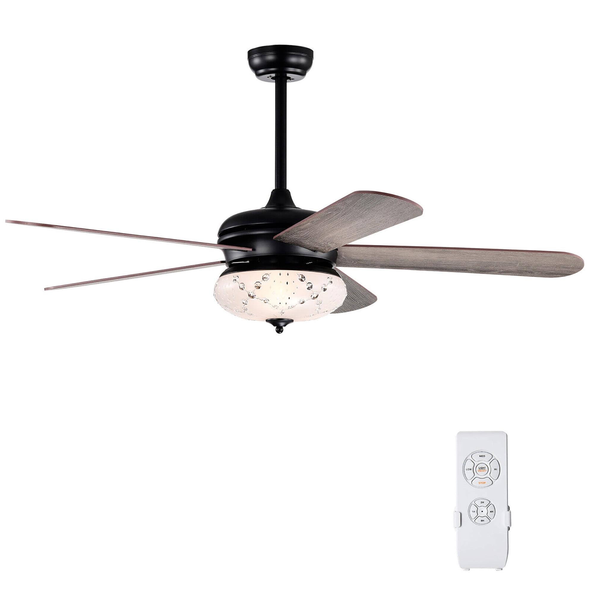 Tangkula 52" Retro Ceiling Fan w/ Remote Control 3 Wind Speeds & 5 Reversible Blades Grey
