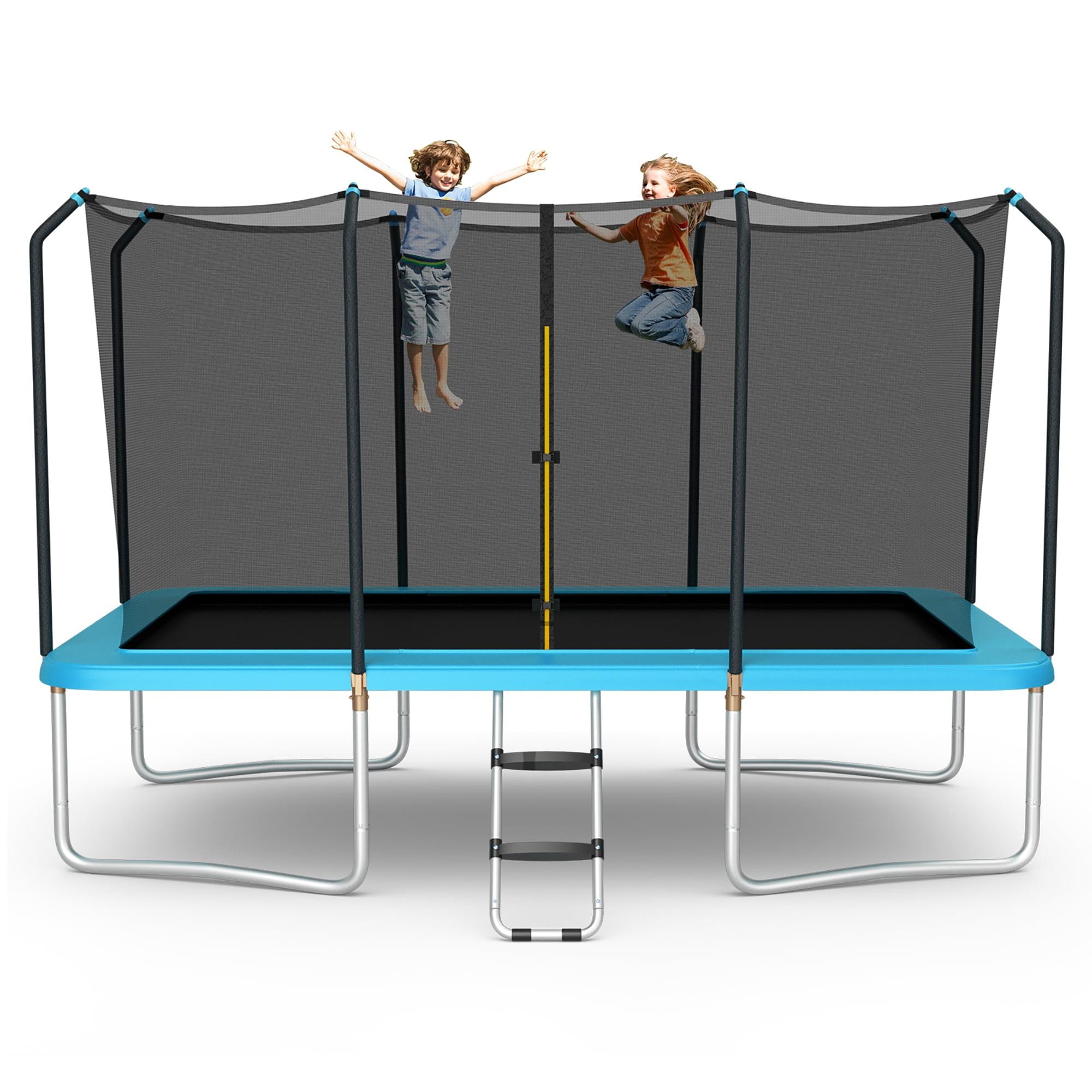 8x14 FT Blue Rectangular Trampoline with Safety Enclosure