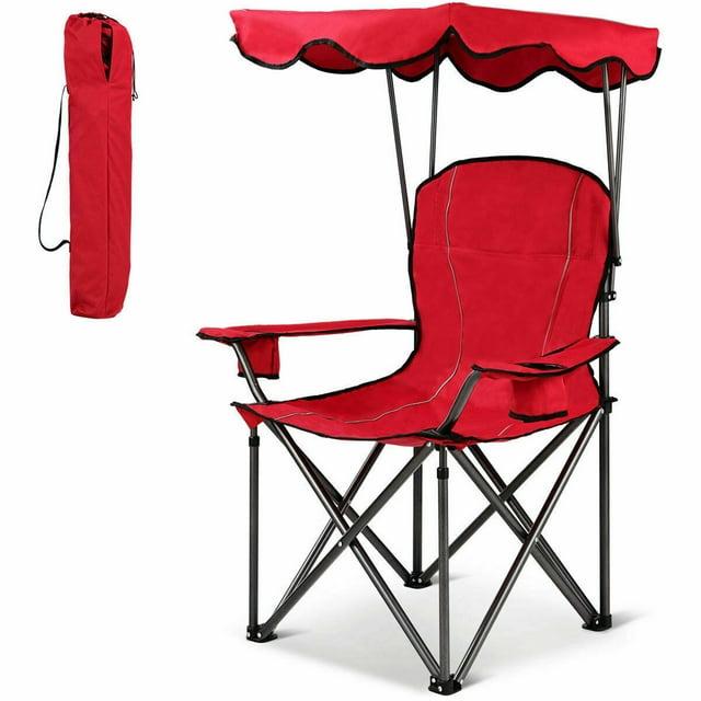 Arlmont & Co. Portable Folding Beach Canopy Chair With Cup Holders