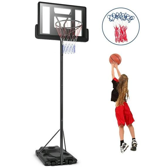 Spaco Height Adjustable Portable Shatterproof Backboard Basketball Hoop with 2 Nets, Portable Basketball Hoop for Kids Teenagers Youth and Adults with Stand & Backboard Fillable Base