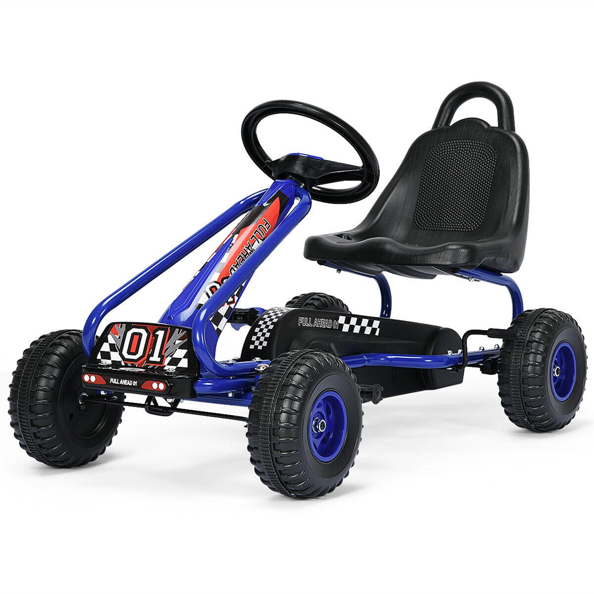 Blue Adjustable Seat Kids Pedal Go Kart with Handbrake