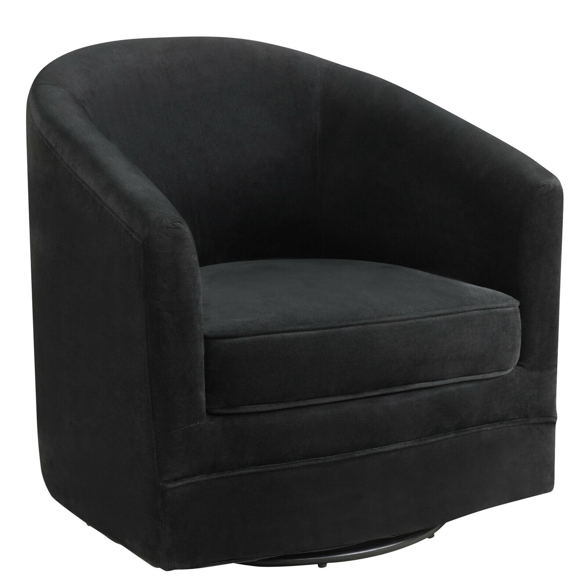 Costway Modern Swivel Barrel Chair Upholstered Velvet Armchair with Metal Base