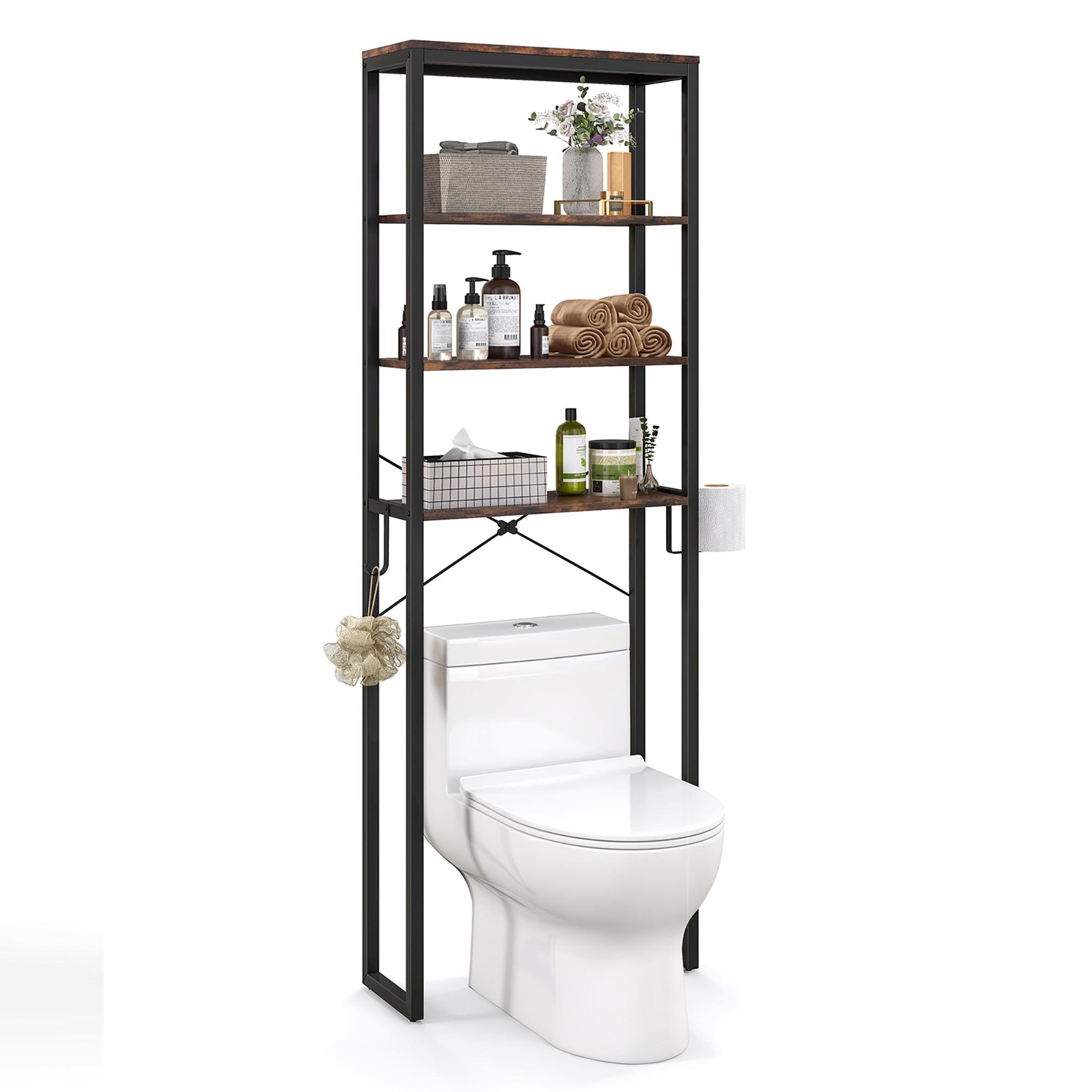 Costway Bathroom 4-Tier Over the Toilet Storage Rack Freestanding  Organizer Rustic Brown