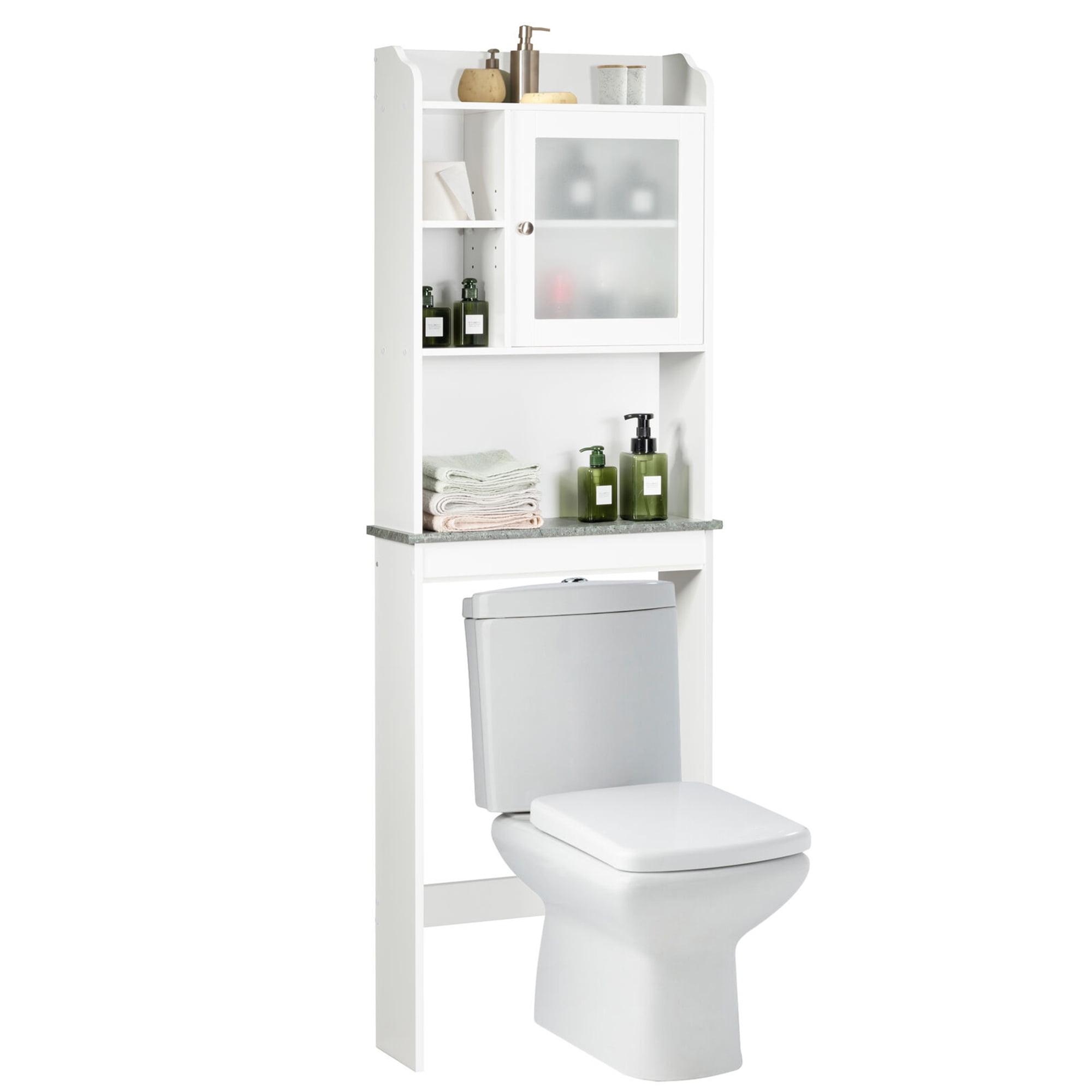 Elegant White Over-the-Toilet Cabinet with Adjustable Shelves