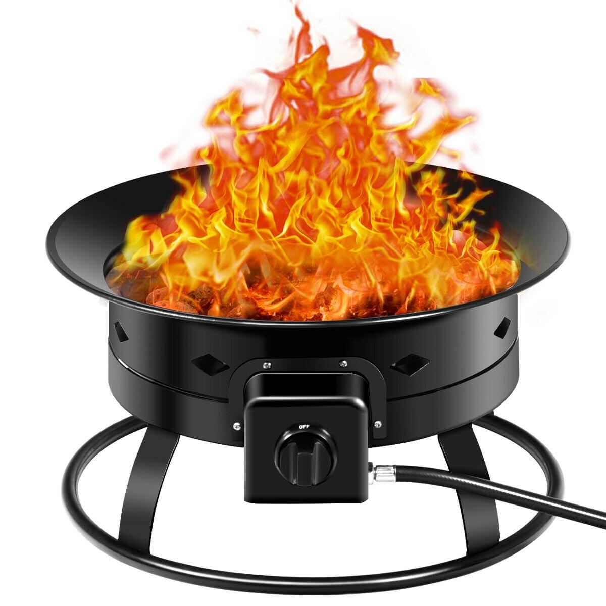 Portable Black Iron Propane Gas Fire Pit with Cover