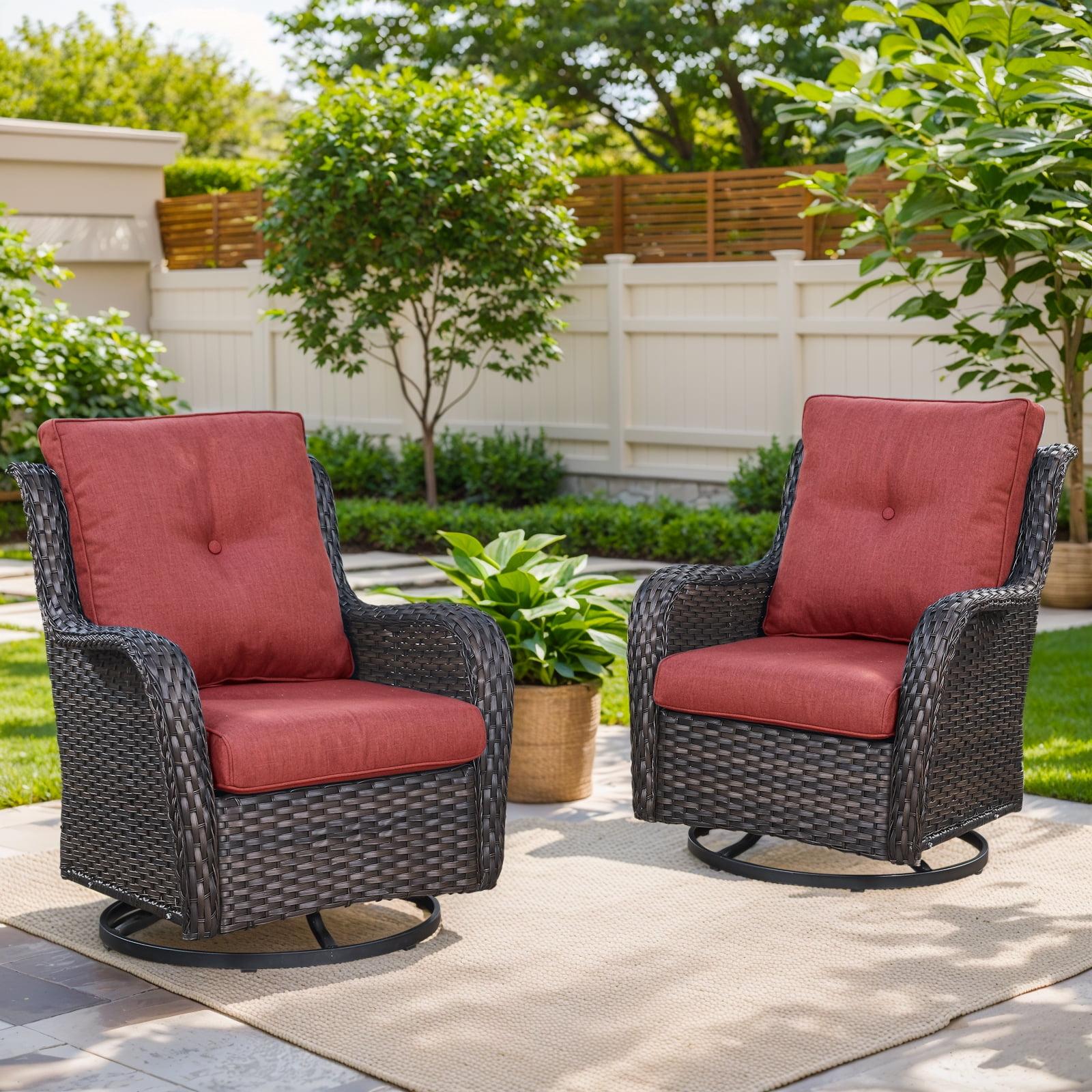 Carolina Outdoor Wicker Swivel Glide Chair with Cushions