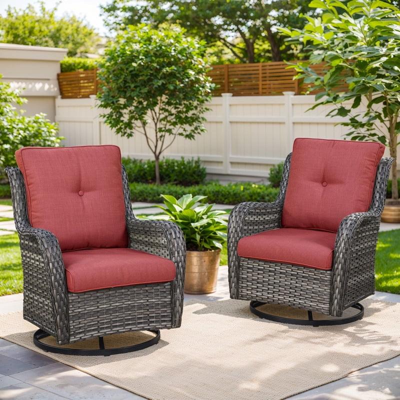 Carolina Outdoor Wicker Swivel Glide Chair with Cushions