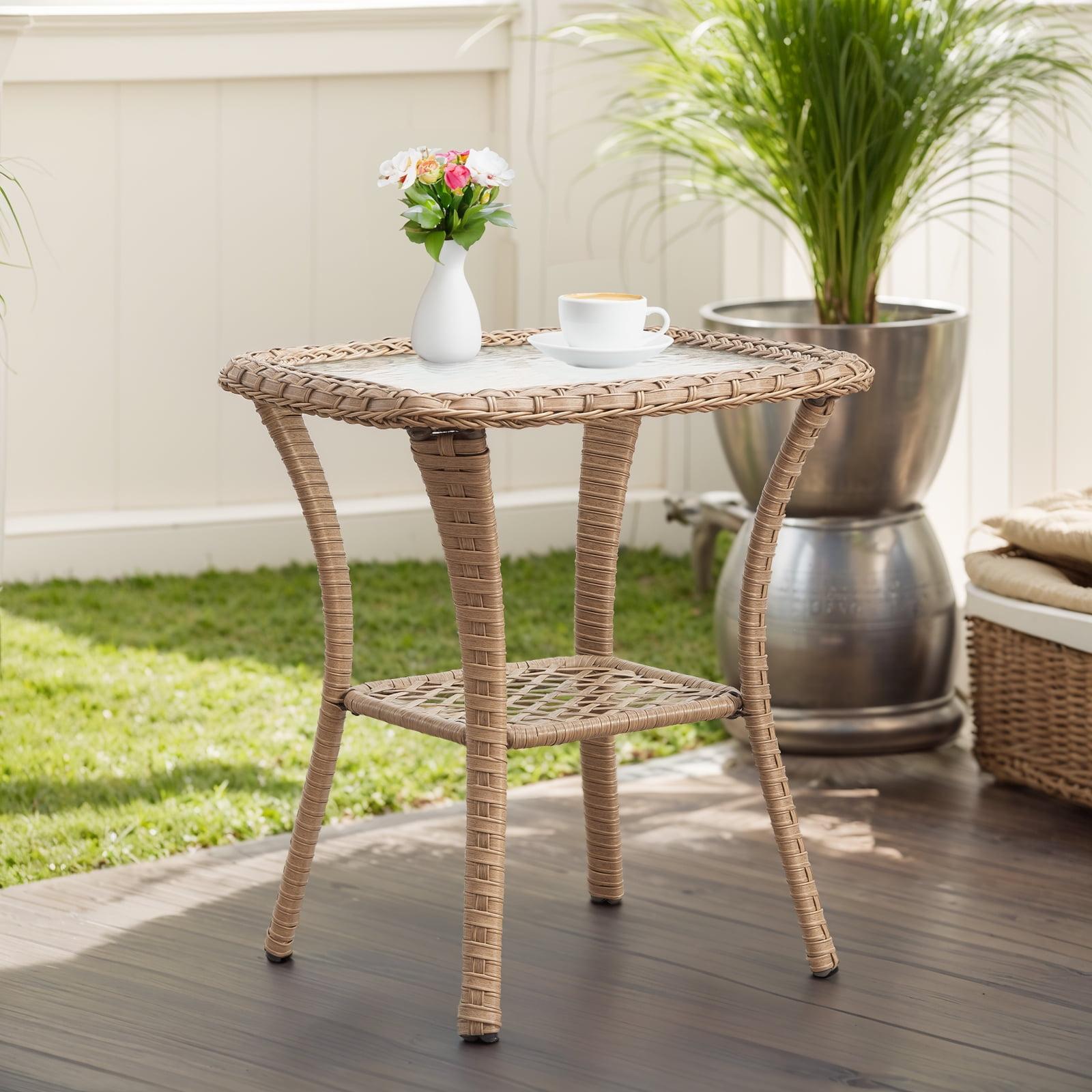 Carolina Square Glass Outdoor Side Table