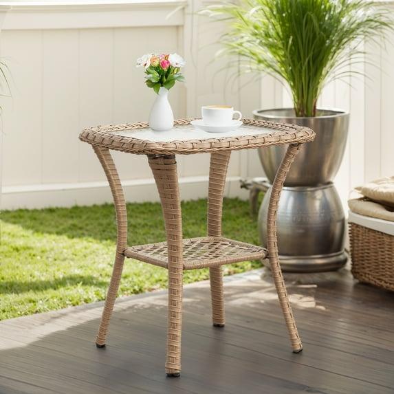 Carolina Square Glass Outdoor Side Table