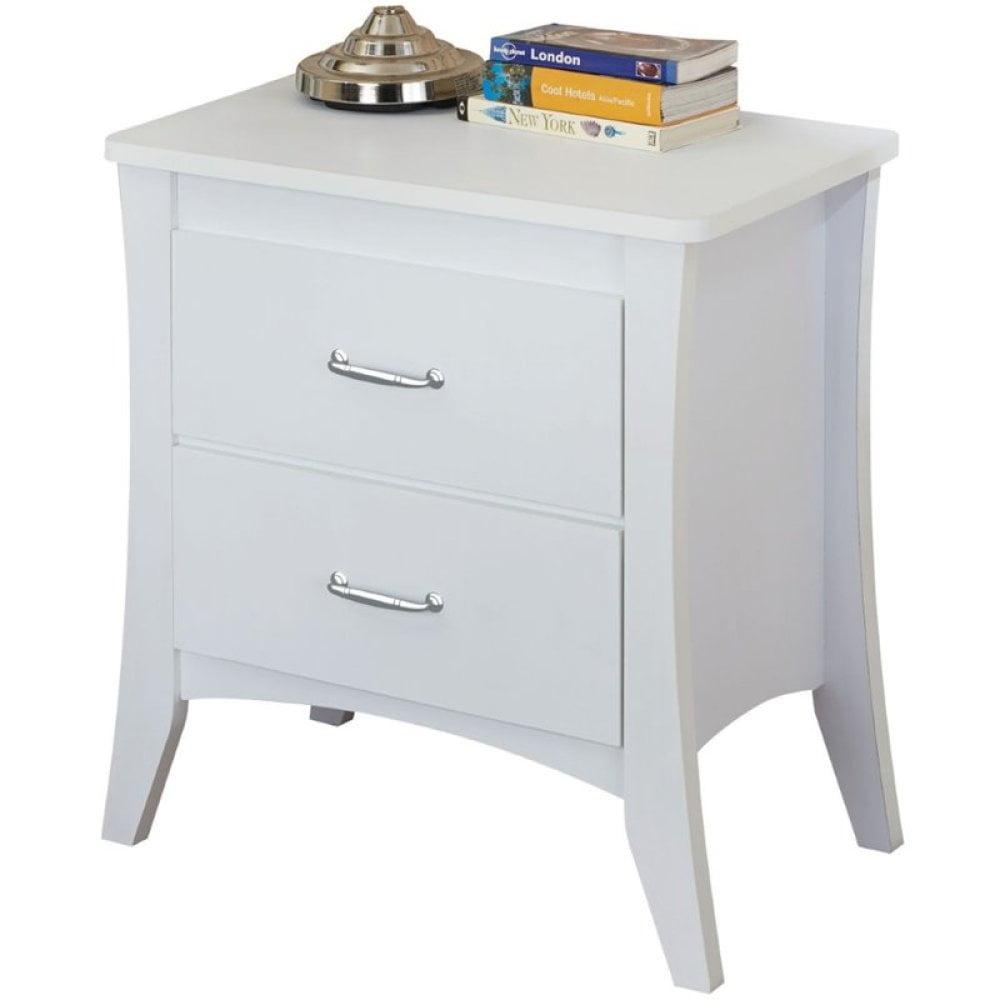 White Wood 2-Drawer Contemporary Nightstand