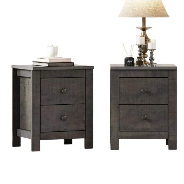Decopom Farmhouse Wooden Nightstand Set of 2