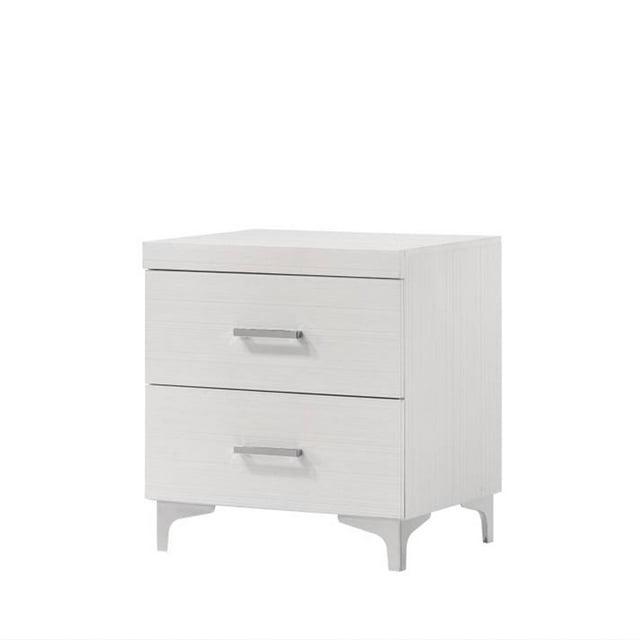 Gzxs Modern White Nightstand with 2 Storage Drawers, Wooden Small Bedside Table with Metal Handles and Legs, 22"L x 16"W x 23"H