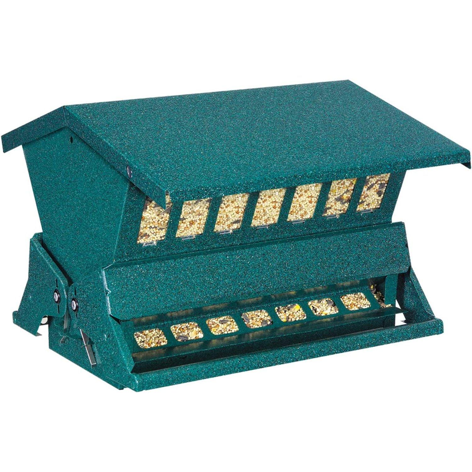 Green Metal Squirrel Proof Double-Sided Bird Feeder