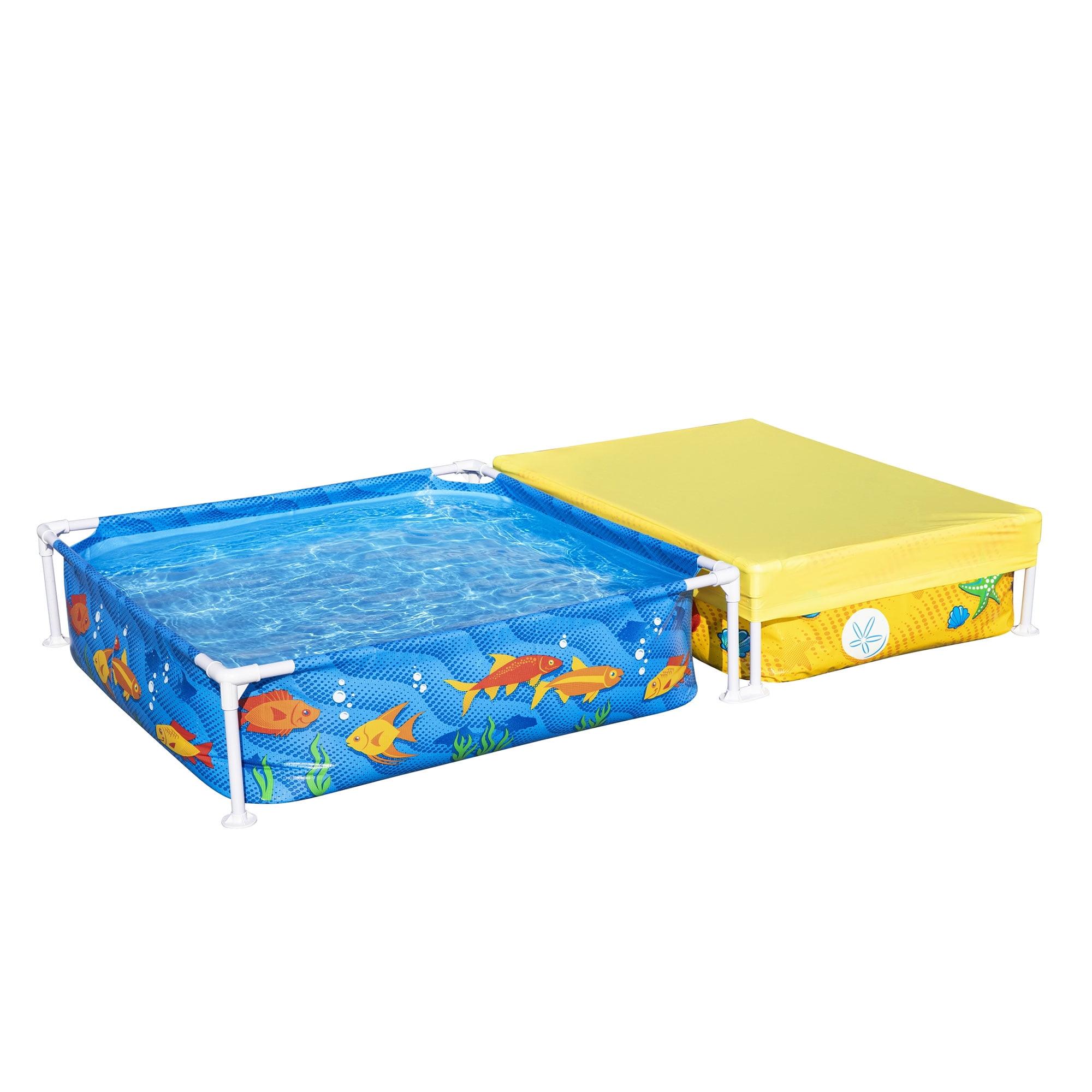 H2OGO! 2-in-1 My First Frame Above Ground DuraPlus Corrosion Resistant Steel Frame Kiddie Pool and Sandpit with Cover and Repair Patch