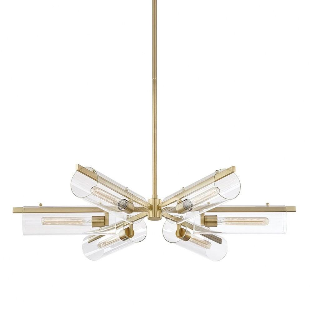 H326806-AGB-Mitzi-Ariel-Six Light Chandelier-40 Inches Wide-Aged Brass Finish