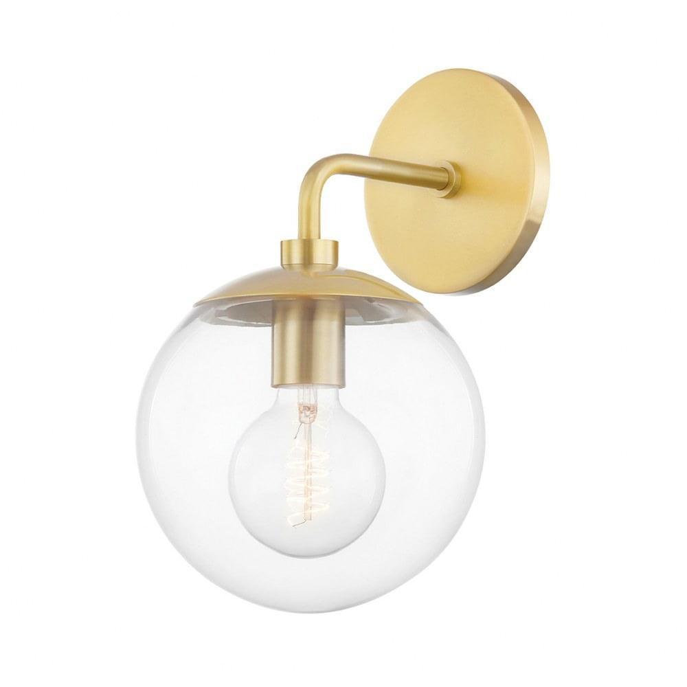Meadow Aged Brass 1-Light Outdoor Wall Sconce with Clear Glass Shade