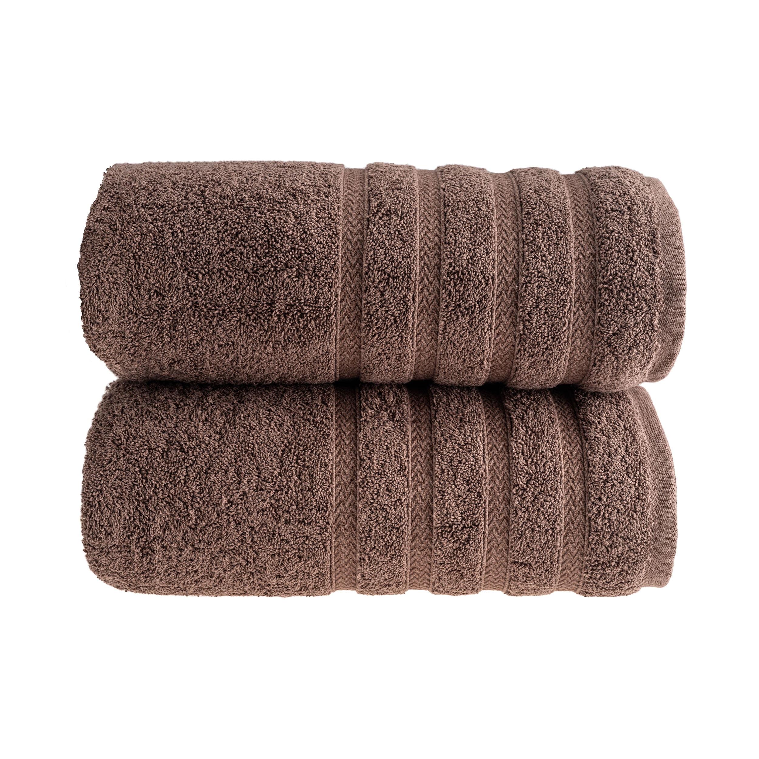 HALLEY Turkish Bath Towels Set - 2 Pack Bathroom Set, Ultra Soft, Machine Washable, Highly Absorbent, 100% Cotton - Luxury Spa Quality - Brown