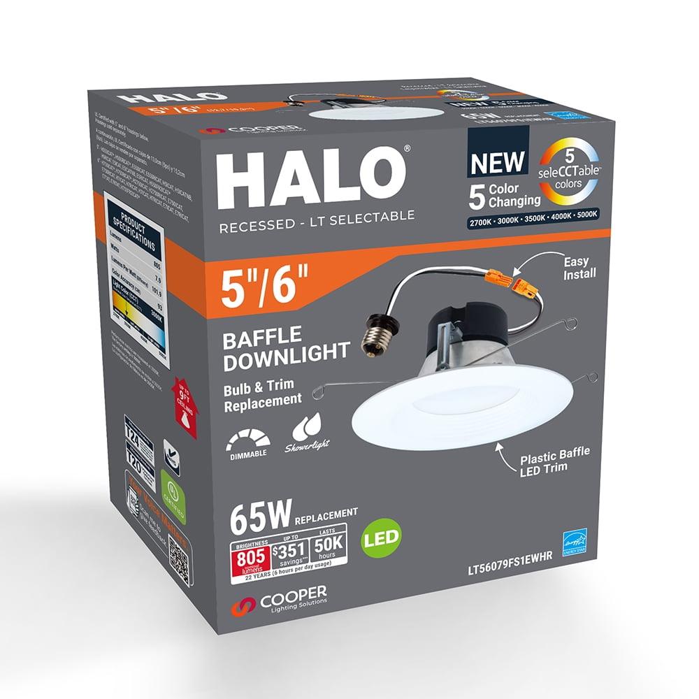 Halo Matte White 5-6 in. W Plastic LED Retrofit Recessed Lighting 6.97 W