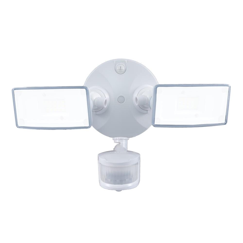 White Twin Square Head LED Motion Sensor Flood Light