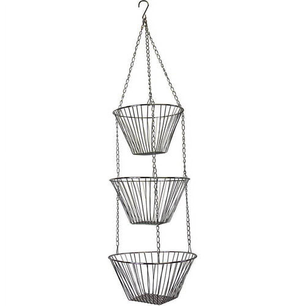 Chrome Three Tier Hanging Baskets for Kitchen Storage