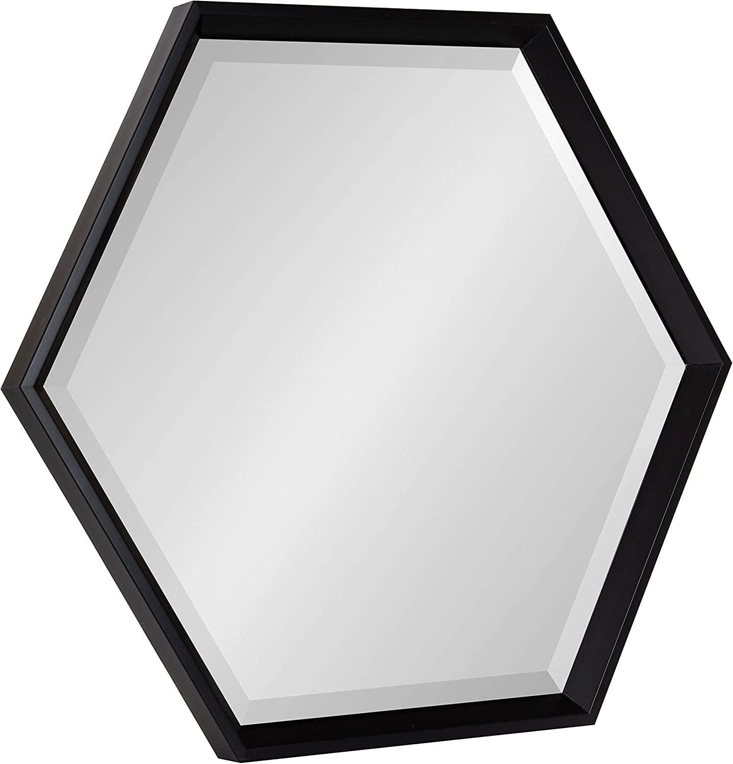 HexaGleam 30" Modern Black Hexagon Vanity Wall Mirror