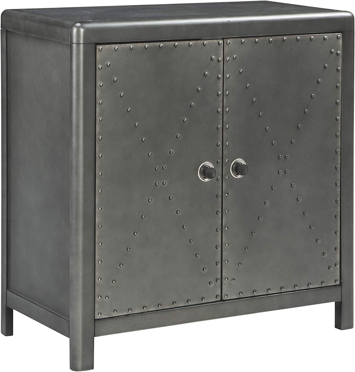 Transitional Black Metal 2-Door Accent Cabinet with Adjustable Shelving