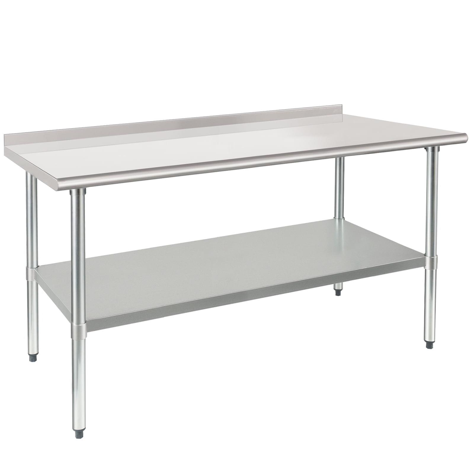 Heavy Duty Stainless Steel Prep Table with Undershelf and Backsplash, 30 x 60 Inches