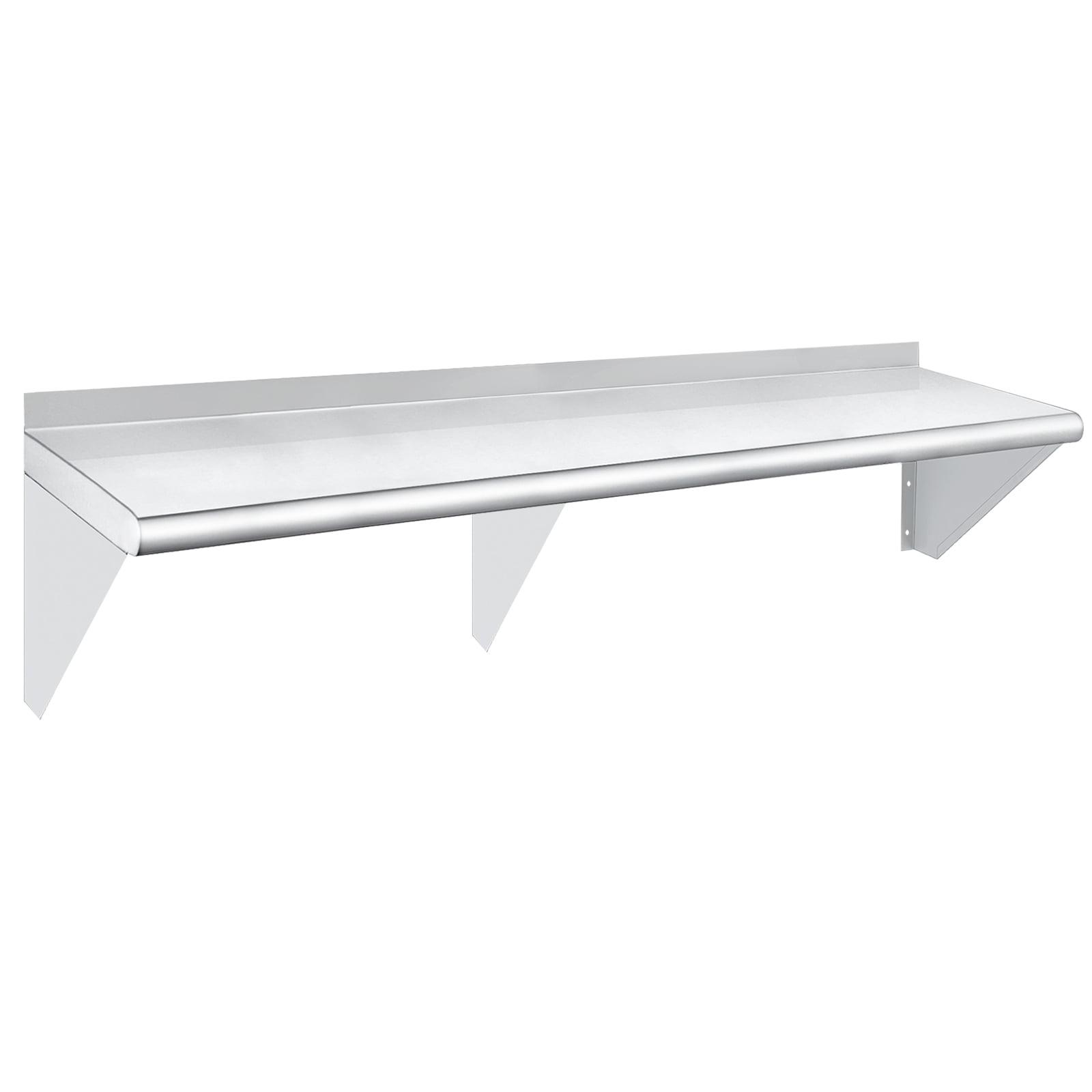 HARDURA 12" x 72" Stainless Steel Wall Mount Shelf with Backsplash