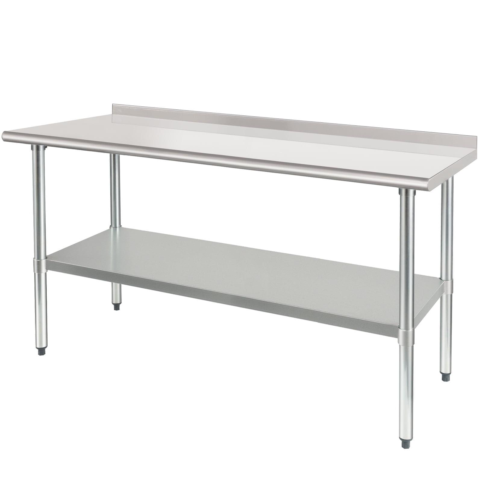 HARDURA Stainless Steel Table Prep & Work Table 24 x 60 Inches NSF Heavy Duty Commercial with Undershelf and Backsplash for Restaurant Kitchen Home and Hotel