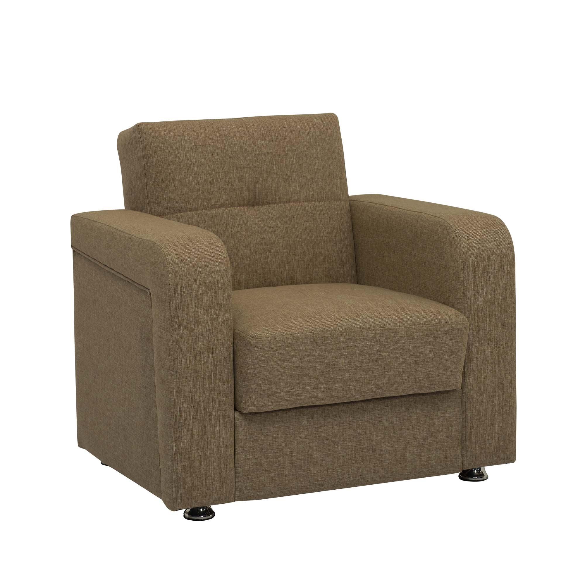 Harmony Brown Chenille Convertible Sleeper Armchair with Hidden Storage