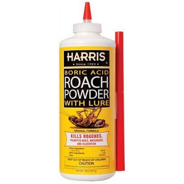 Harris Boric Acid Roach Killer Powder with Lure, Indoor Use, 16oz