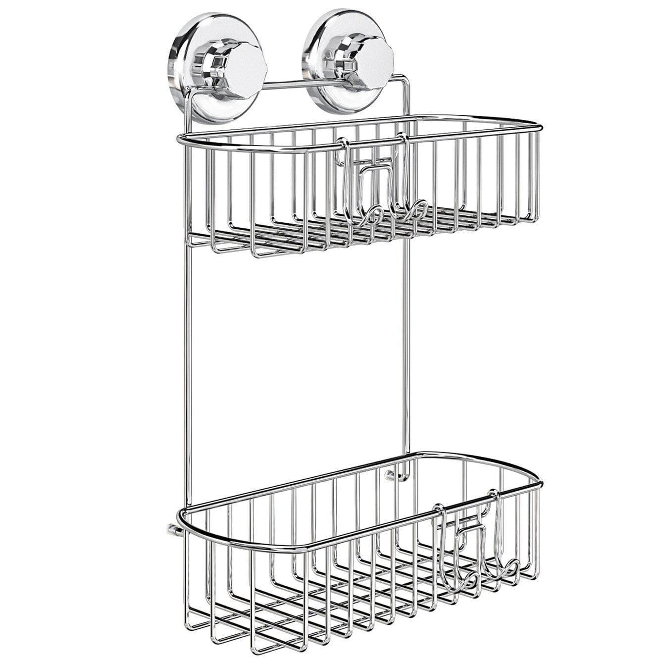 Chrome Stainless Steel 2-Tier Suction Cup Shower Caddy